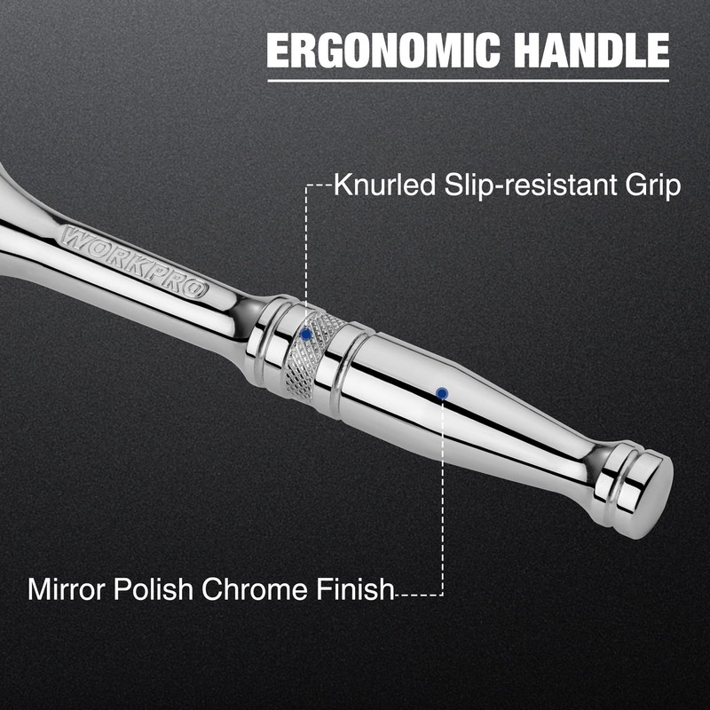 WORKPRO 1/2-Inch Drive Ratchet, Quick-Release Reversible Ratchet Wrench, 72-Tooth 1/2