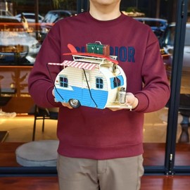 VANLAXY Travel Car Model Camper Van Trailer RV Motorhome Iron Vehicles Campsite Retro Industrial Steampunk Cute Diecast Decor Present Surprise for Boyfriend Caraholic Travelogue Adventurers Man