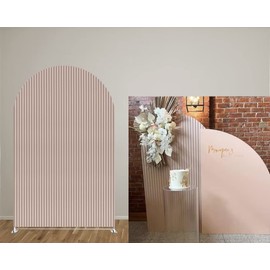 iydoda Light Pink Ripple 6.5ft Arch Fabric Covers for Parties One Side Arched Backdrop Covers for Wooden Panels Baby Shower Birthday Party Decor Banner