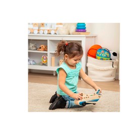 vic_space1 Airplane Play Set 4 Figures Suitcases Classic Wooden Toys Toddlers Kids Sorting