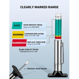 LUMITECO 2-Pack Tire Tread Depth Gauge, Color Coded Tire Depth Gauge with Pocket Clip in 1/32 Inch Increments, Accurate Tread Gauge Depth 32nds Measuring Tool for Car, Semi Truck Tire Tread Checker