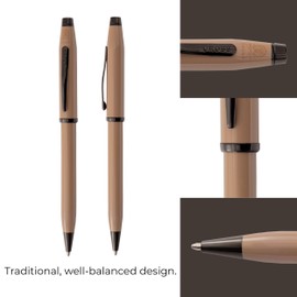 Cross Century II Ballpoint Pen with Black Ink - Earthy Beige/Black PVD with Premium Gift Box