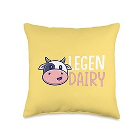 Funny Cow Lover And Dairy Farmer Accessories Legend Dairy Funny Milk Cow Pun Throw Pillow, 16x16, Multicolor