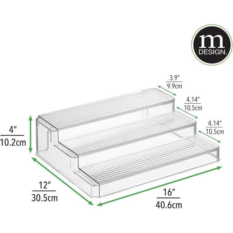 mDesign Plastic Expandable 3-Tier Storage Cabinet Shelf Organizer - Clear