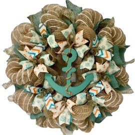 Anchors Away Nautical Handmade Deco Mesh Wreath