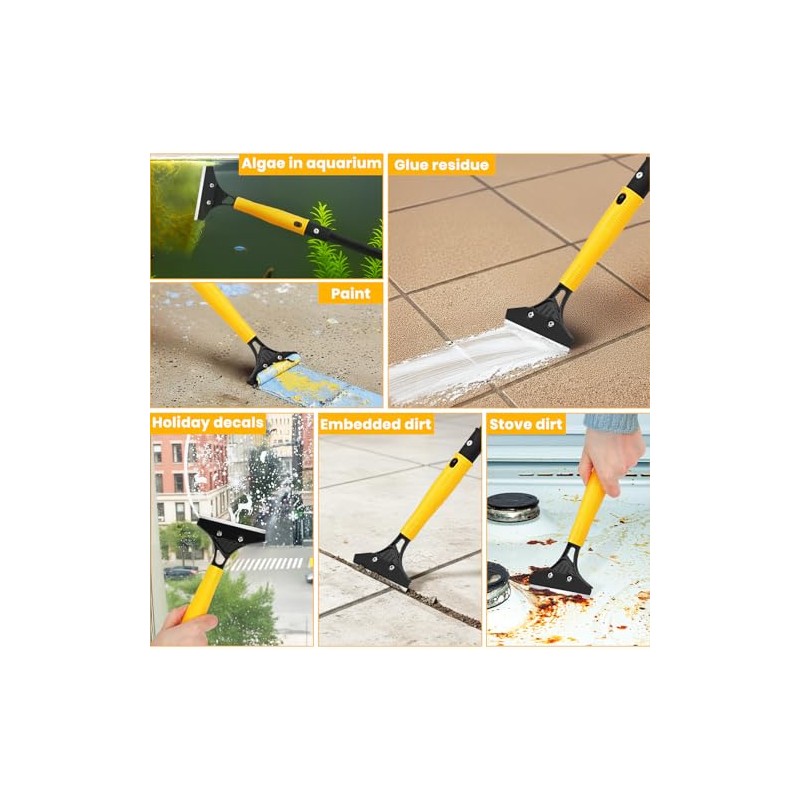 Heavy Duty Floor Scraper with 44.5” long handle, 4” Scraper