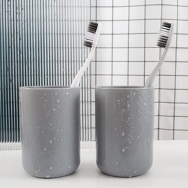 wongwongcat Bathroom Tumbler, Unbreakable Dishwasher Safe Drink Cup 300ml, 2 pieces (grey&grey)
