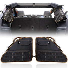 Roll Bar Storage Bag for 2021 2022 2023 Bronco 4 Door Interior Accessories Trunk Organizer Cargo Cage Saddlebag Tool Kits Holder Multi Pocket Handbags All Black 2 Pack