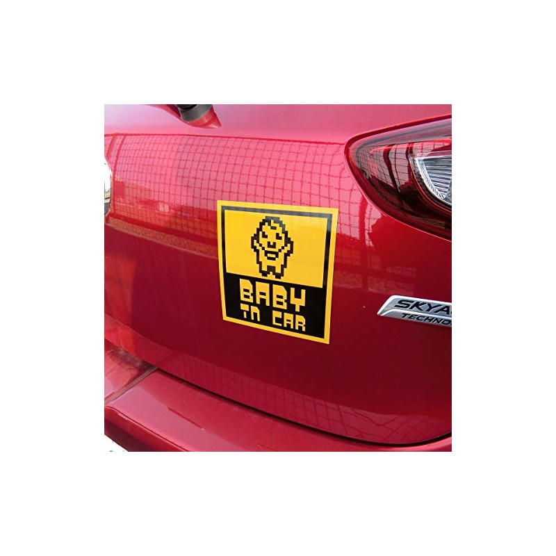 Baby in Car Reflective Dots Magnetic Sheets, Nostalgic Famicom Style