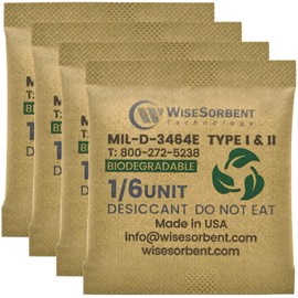 Wisesorb 1/6U Kraft Clay Desiccants Packs for Storage - Silica Gel Packets Alternative, 6 Gram Food Safe Bentonite Clay Desiccant Bags, Military Grade Highest Moisture Absorbers [30 Pack]
