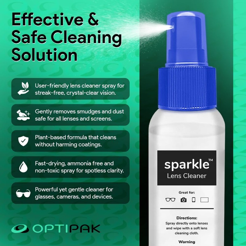 OPTIPAK Sparkle Anti-Reflective Lens Cleaner Spray kit | (1) 1oz