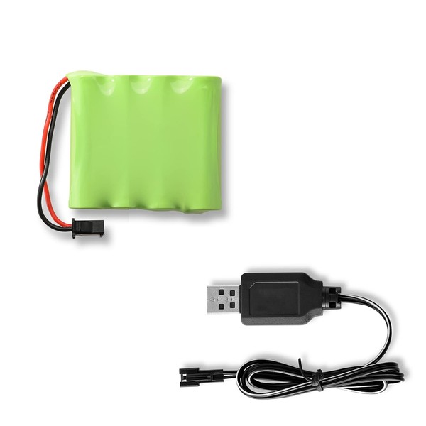 BEZGAR Spare Parts Accessories NI-MH 4.8V 800mAh Battery（1）+USB Charger(1) for BEZGAR TD141(15/16) Toy Grade 1:14 Scale Remote Control Cars（OLD VERSION NIMH BATTERY）