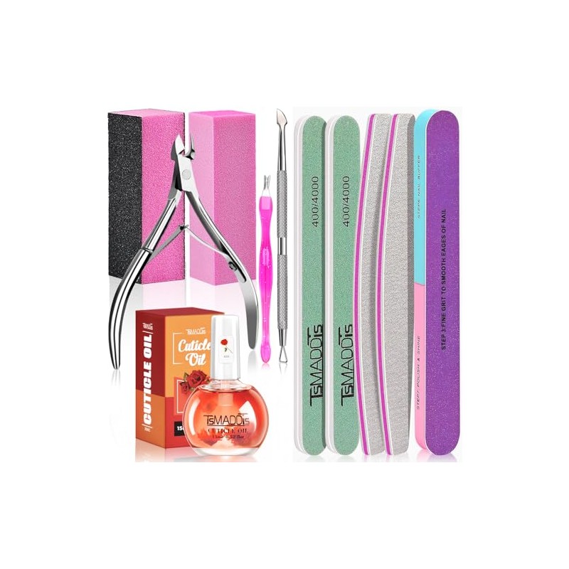 Professional Nail Care Kit with Cuticle Oil and Buffing Tools