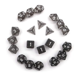 DollaTek Glitter Dot Polyhedral Dice Set Table Games Dice 3 Sets Dice 3 x 7 (21 Pieces) Dice Series D20 D12 D10 D8 D6 D4 DND RPG MTG Double Colours One Piece (Black)