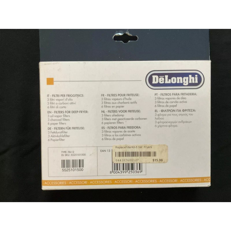 De'Longhi DeLonghi Deep Fryer Filter 12 Pc (3 Oil-vapor/3 Charcoal/6