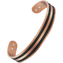 Jeracol Copper Magnetic Bracelet for Men and Women,99% Pure Copper Bracelet for Men-Adjustable Cuff with Gift Box(Copper Double Line)