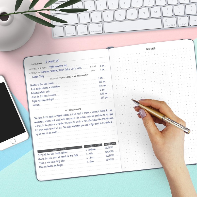 Clever Fox Meeting Notebook – Work & Business Organizer with