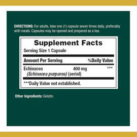 Nature's Bounty Echinacea 400 mg Capsules 100 ea (Pack of 2)