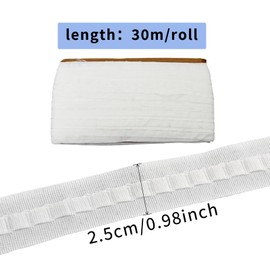 Giugio Curtain Tape Ruffle Tape, Pleated Tape, Pleated, Curtain Tape, Universal Tape, Curtain Ruffle Tape, Curtain Tape for Sewing, Curtain Tape, Polyester Row Tape Curtain (30 m x 2.5 cm)
