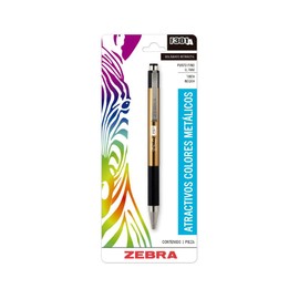 Bolígrafo Retráctil F-301 A Punto Fino (0.7 mm) Acero Inoxidable Oro Zebra México