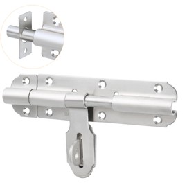 Alise 4 Inch Slide Bolt Gate Latch,Padlock Latches Heavy Duty Barrel Bolts Safety Door Lock,Double Sided Gate Hardware for Fence Gate, Solid Stainless Steel Latches,Brushed Finish MCX1000LS-4C