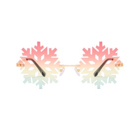 LJCZKA Rimless Snowflake Sunglasses for Men and Women, Novelty Ice Shape Sunglasses, Irregular Christmas, Party, Funny, Metal Frame, Gold, pink, yellow, green