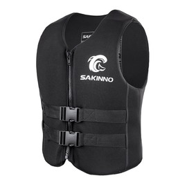 huraty Unisex Adults Swim Jacket, Swim Training Vest Swimsuit with Adjustable Straps, Outdoor Water Sports Vests for Boating, Kayaking, Surfing, Sailing, Black, L