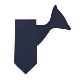 Jacob Alexander Young Boys' Solid Color 11 inch Pre-Tied Clip-On Neck Tie - Navy Blue