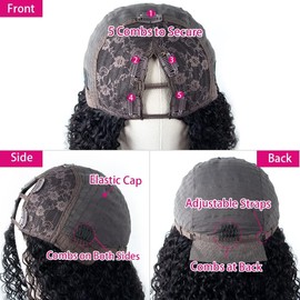 Curly Wave V Part Wigs Brazilian Kinky Curly Human Hair Wigs for Black Women V Shape Wigs No Leave Out Lace Front Wigs Upgrade U Part Wigs Glueless Full Head Clip In Half Wigs(28IN ,200% Density)