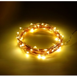 Hometown Evolution, Inc. Yellow Fairy Lights - Battery Operated - 6 Foot 20 Yellow LED Micro Lights on Copper Wire - Waterproof for Indoor and Outdoor Use