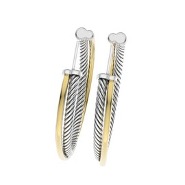 Designer Inspired 44mm Two Tone Crossover Hoop Earrings