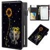 DIGTIALL Server Books for Waitress 9 x 5 Inch,PU Leather Waiter Book Server Wallet with Zipper and Check Book Holder Money Pocket Waitstaff Organizer Fits Server Apro,Elephant Sunflower