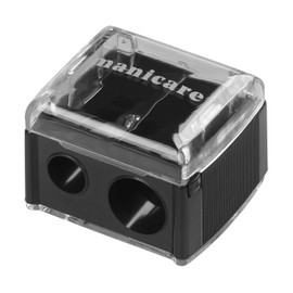 Manicare Dual Cosmetic Pencil Sharpener, For Large And Small Lip, Eye and Brow Pencils, Eyeliner, Lip Liner, Catches Shavings, Cosmetic Makeup Tool, Duo, Easy To Clean, Eliminates Mess