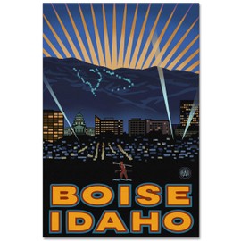 Boise Idaho Skyline Giclee Archival Canvas Print Wall Art Décor for Home & Office from Original Travel Artwork by Artist Paul A. Lanquist 24" x 36"