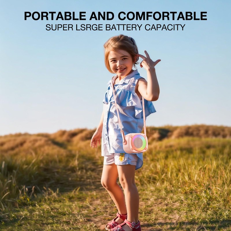 Portable Karaoke Machine with Microphone and Speaker, Pink