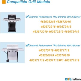 BBQration Grill Replacement Parts for Charbroil Performance TRU-Infrared 463633316 463672016 463672216 463672019 463672219 463672419, 17" G460-0500-W1 Porcelain Steel Grate, Heat Tent and Burner