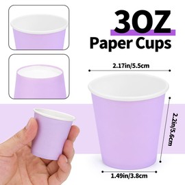 Mnuizu 50 Pack 3 Oz Bathroom Cups, Disposable Paper Cups, Mouthwash Cups, Espresso Cup, Small Paper Cup Ideal for Bathroom,Party,Picnic Etc (Purple)