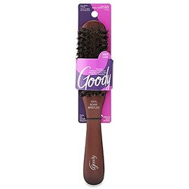 Goody Smooth and Sleek Wood Styling Brush with Natural Boar Bristles, Flyaway Free Finish, For All Hair Types, Brown, 1CT