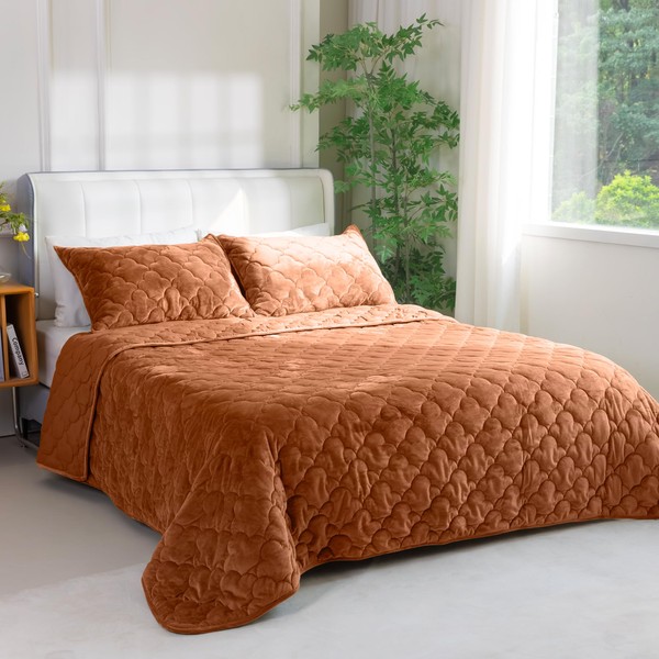 PlushHavenCloud Velvet Quilt Set Queen Size - Luxury Lightweight Velvet