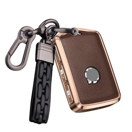 ontto Car Key Case Key Cover Fits Volvo S60 S90 XC40 XC60 XC90 V60 V90 S60 S90 T5 T6 T8 Polestar 1 2 Remote Control Key Fob Metal Leather Key Protection Case 4 Button B Brown