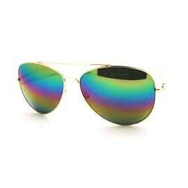 Oil Slick Rusta Mirrored Lens Police Motorcycle Biker Cop Pilot Sunglasses Gold