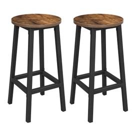 VASAGLE ALINRU Bar Stools, Set of 2 Bar Chairs, Steel Frame, 25.6 Inch Tall, for Kitchen Dining, Easy Assembly, Industrial Design, Rustic Brown and Black ULBC32X