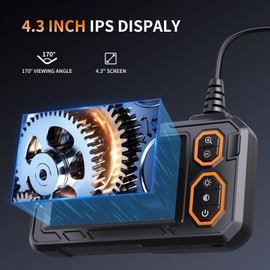 Endoscope Camera with Light, Hopefox 1080P HD Borescope, 4.3" IPS Inspection Camera, Borescope Camera with 8 LED Light, 7.9mm IP67 Camera for Plumbing, Automotive, and DIY, Gadgets for Men(16.5FT)