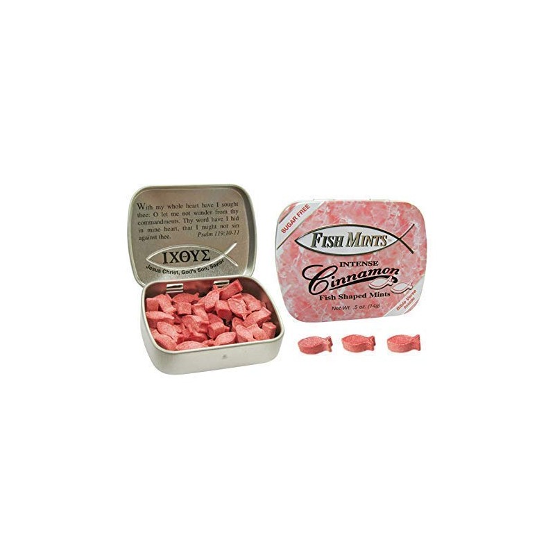 Scripture Candy, Sugar Free Fish Shaped Cinnamon Flavored Mints in