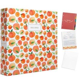 Jot & Mark 8.5" x 11" Sturdy 3 Ring Recipe Binder with Spill-Proof Clear Binder Sleeves Sheet Protector, 30 Dual-Sided Recipe Card Pages for Written & Printed Recipes, Tabbed Dividers, Peach Dream