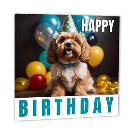 Cavapoo Birthday Card 147 x 147mm Cute Dog Happy Birthday Card bday