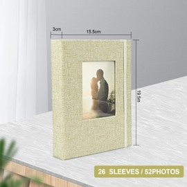 Fotoalbum 13x18 52 2 Packungen, Klein Mini Leinen Fotoalbum, Fotoalbum Schwarze Seiten 26 Seiten mit 52 Fotos, Einsteckalbum für Baby Valentinstag Geburtstagsgeschenk