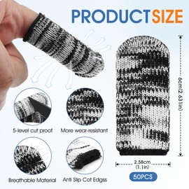 Dirvcp Cut Resistant Finger Cotsr, Gloves Life Extender for Kitchen,Work, Sculpture, Anti-Slip, Reusable (50 Pack)