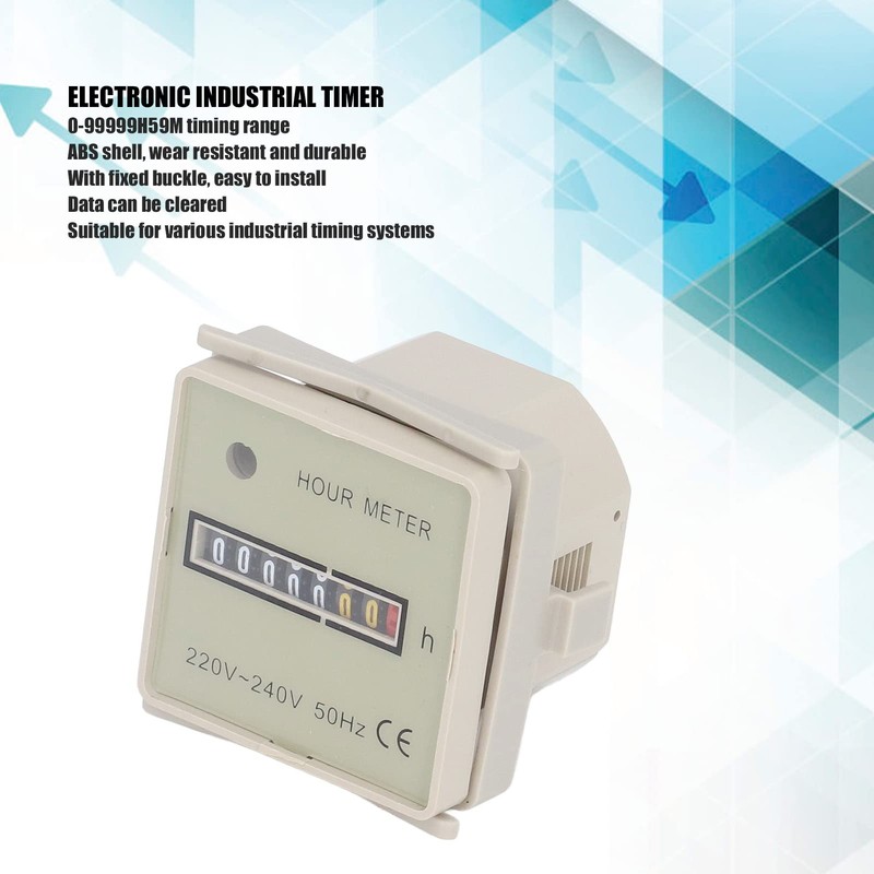 Hour Meter Beige 240V Counter 0 99999H59M 220 Measuring Meter