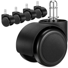 2 Inch Office Chair Casters Wheels Heavy Duty, 5 pcs Chair Wheel Replacement, Mute Rubber Rotating Desk Chair Wheels for All Floor, Smooth & Quiet Caster, Universal Standard Stem Size Fits 99%